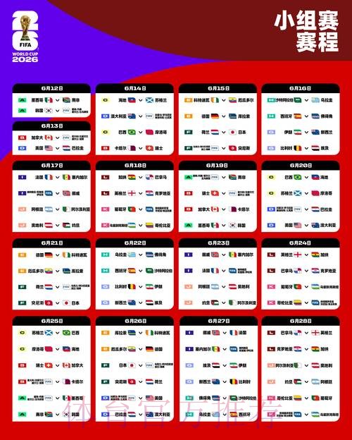 2026世界杯每日赛程 2026世界杯每日赛程